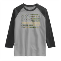 Promoted To Grandpa Est. 2026 Raglan Shirt Retro Camo American Flag - Wonder Print Shop
