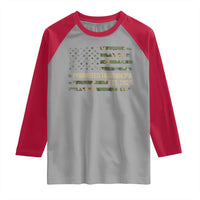 Promoted To Grandpa Est. 2026 Raglan Shirt Retro Camo American Flag - Wonder Print Shop