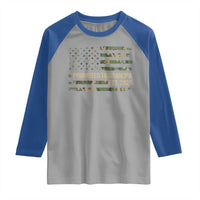 Promoted To Grandpa Est. 2026 Raglan Shirt Retro Camo American Flag - Wonder Print Shop