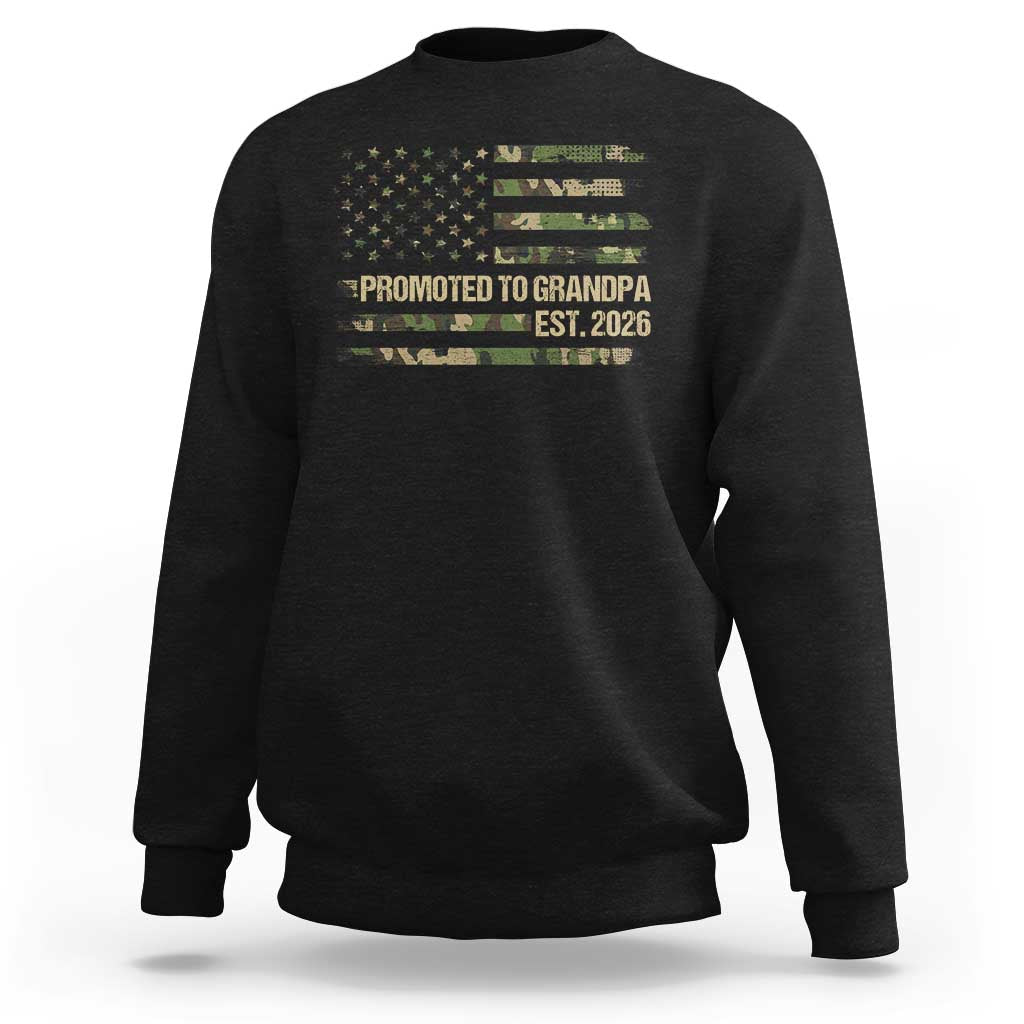 Promoted To Grandpa Est. 2026 Sweatshirt Retro Camo American Flag - Wonder Print Shop