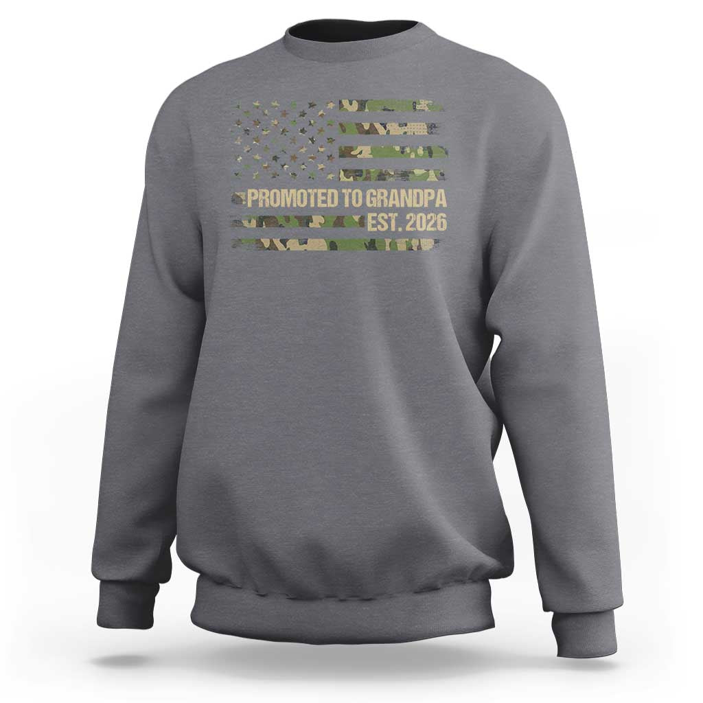 Promoted To Grandpa Est. 2026 Sweatshirt Retro Camo American Flag - Wonder Print Shop