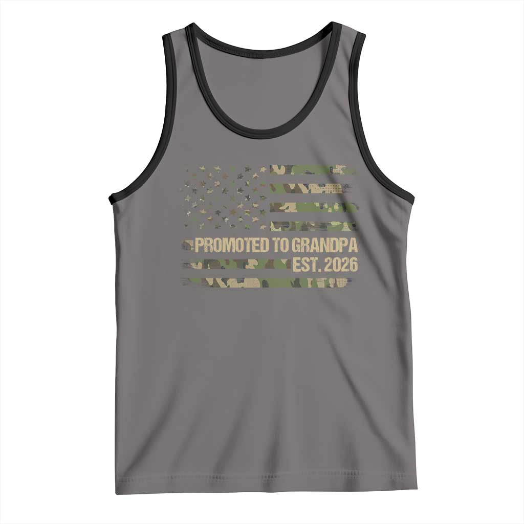 Promoted To Grandpa Est. 2026 Tank Top Retro Camo American Flag - Wonder Print Shop