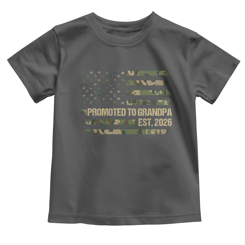 Promoted To Grandpa Est. 2026 Toddler T Shirt Retro Camo American Flag - Wonder Print Shop