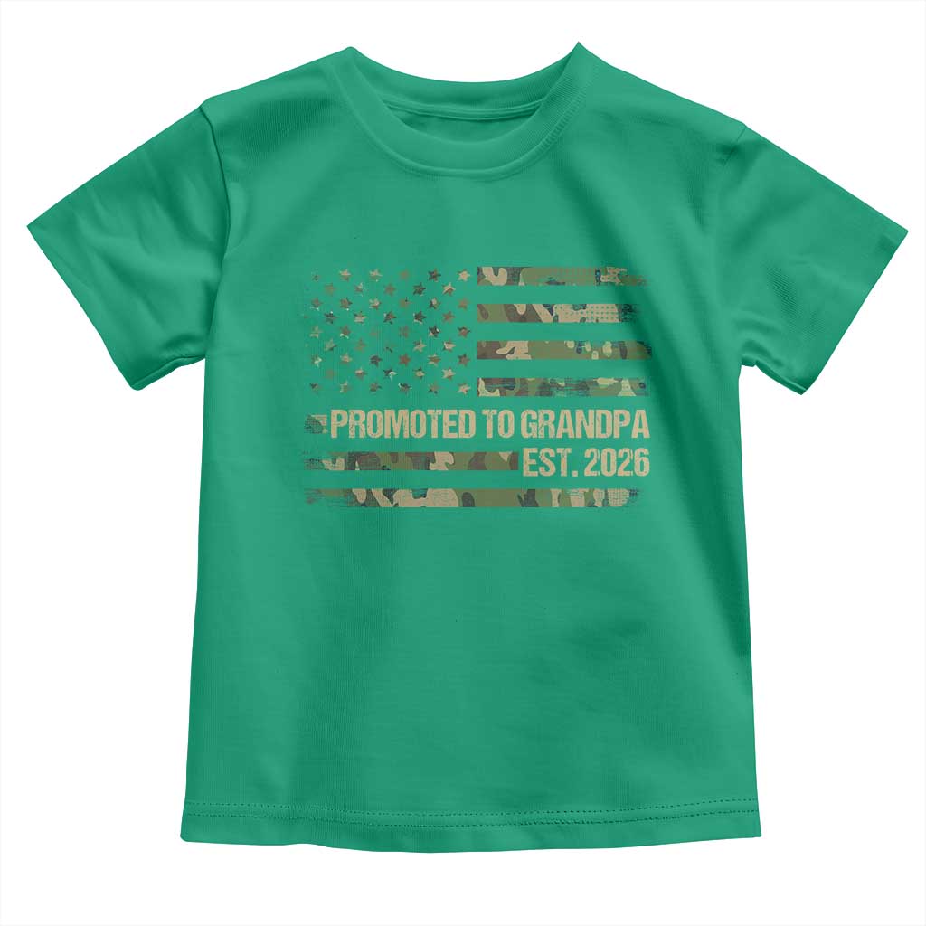 Promoted To Grandpa Est. 2026 Toddler T Shirt Retro Camo American Flag - Wonder Print Shop