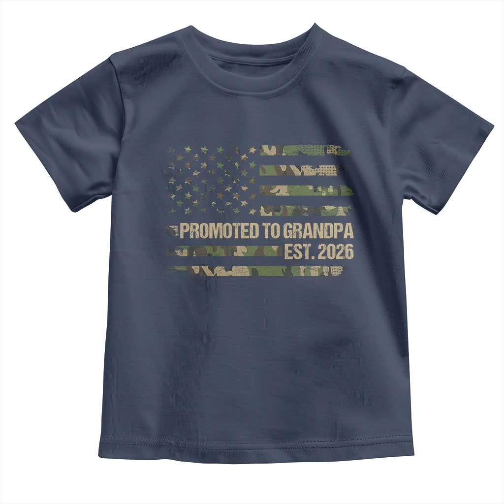 Promoted To Grandpa Est. 2026 Toddler T Shirt Retro Camo American Flag - Wonder Print Shop