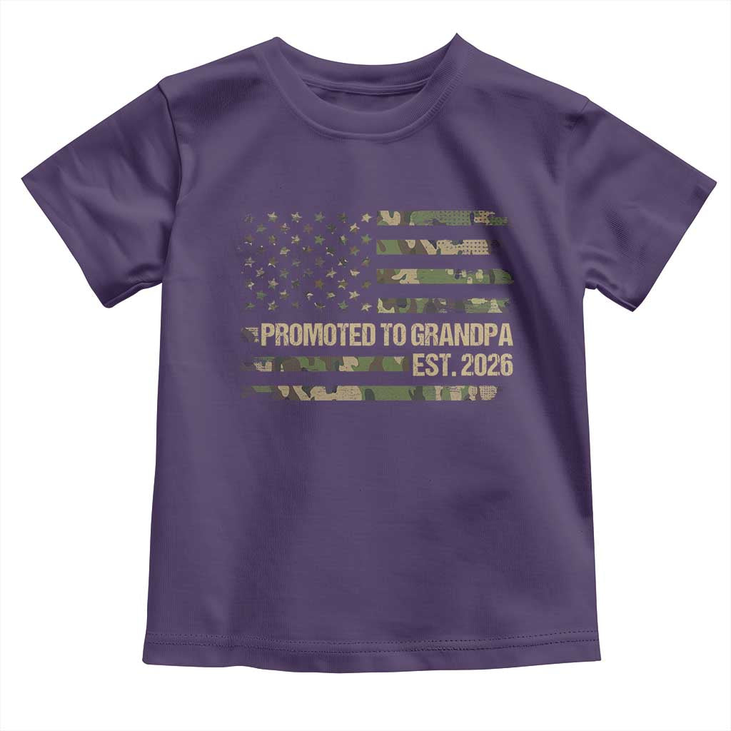 Promoted To Grandpa Est. 2026 Toddler T Shirt Retro Camo American Flag - Wonder Print Shop
