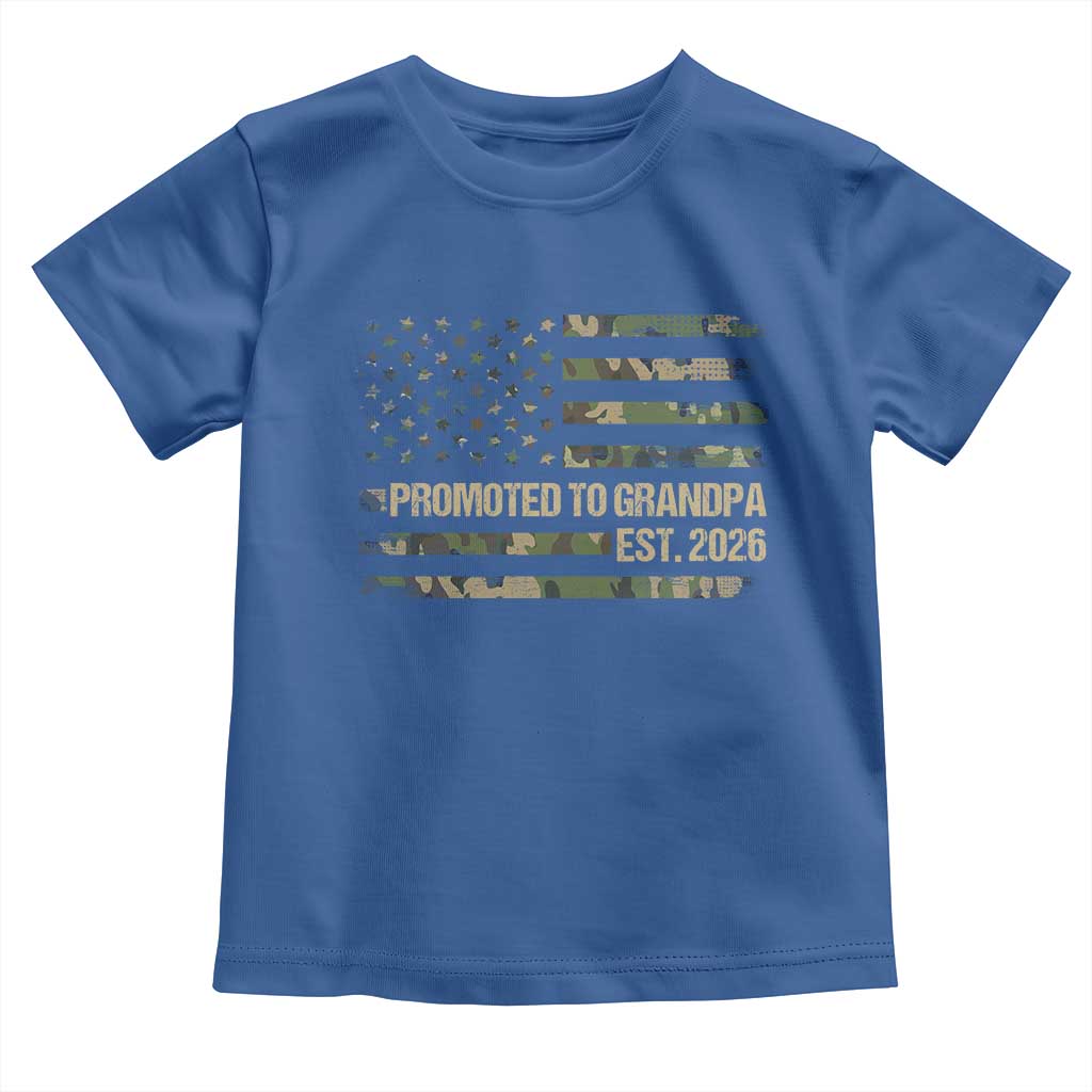 Promoted To Grandpa Est. 2026 Toddler T Shirt Retro Camo American Flag - Wonder Print Shop