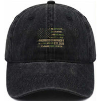 Promoted To Grandpa Est. 2026 Washed Cotton Baseball Cap Retro Camo American Flag