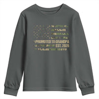 Promoted To Grandpa Est. 2026 Youth Sweatshirt Retro Camo American Flag - Wonder Print Shop