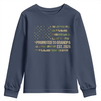 Promoted To Grandpa Est. 2026 Youth Sweatshirt Retro Camo American Flag - Wonder Print Shop