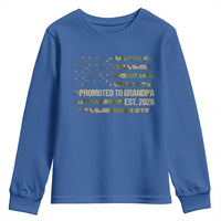 Promoted To Grandpa Est. 2026 Youth Sweatshirt Retro Camo American Flag - Wonder Print Shop