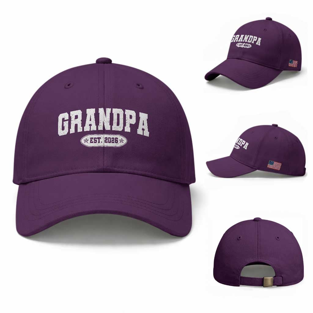 Grandpa Est 2026 Baseball Cap Promoted To Grandpa Paternity Fathers Day