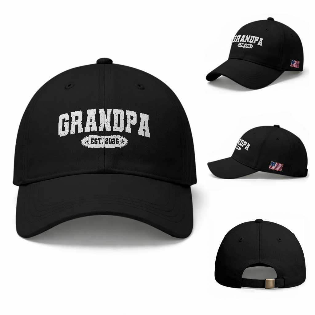 Grandpa Est 2026 Baseball Cap Promoted To Grandpa Paternity Fathers Day