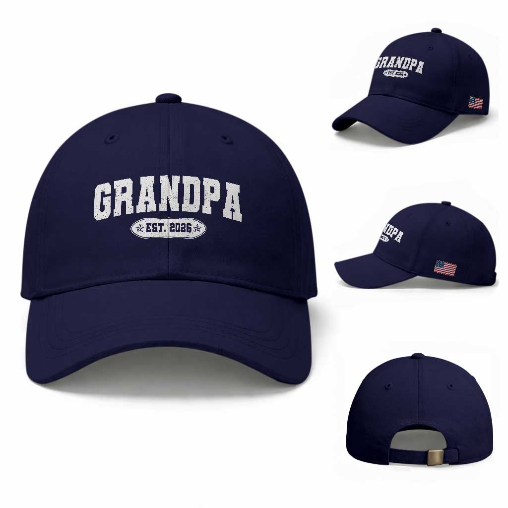 Grandpa Est 2026 Baseball Cap Promoted To Grandpa Paternity Fathers Day