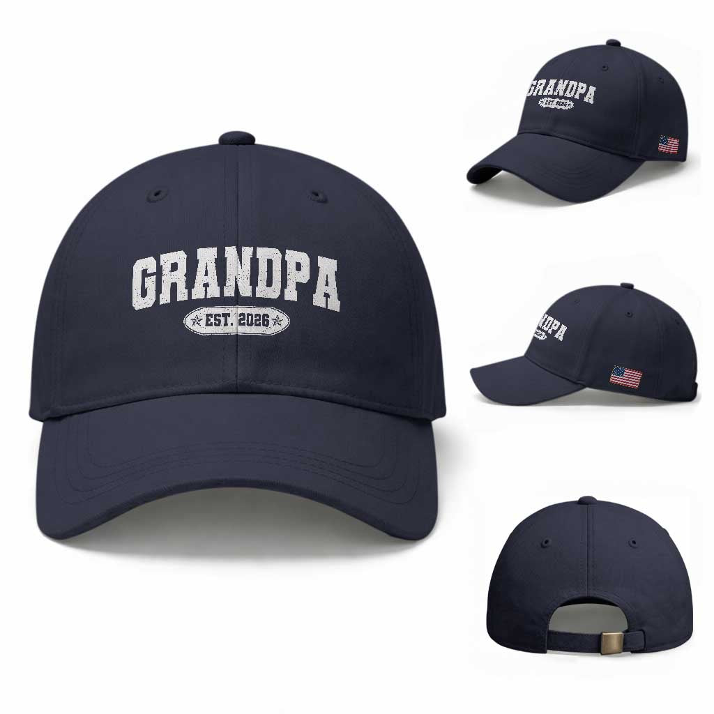Grandpa Est 2026 Baseball Cap Promoted To Grandpa Paternity Fathers Day