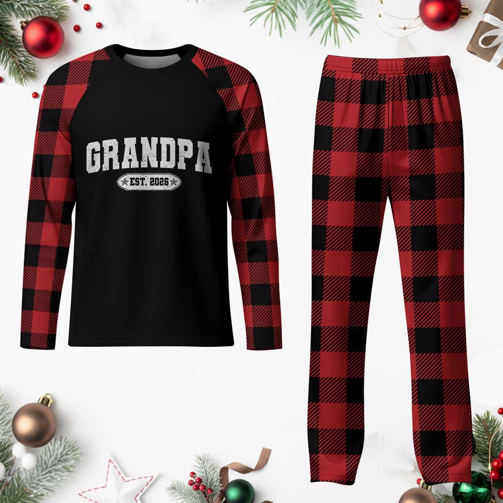 Grandpa Est 2026 Plaid Pajama Set Promoted To Grandpa Paternity Fathers Day - Wonder Print Shop