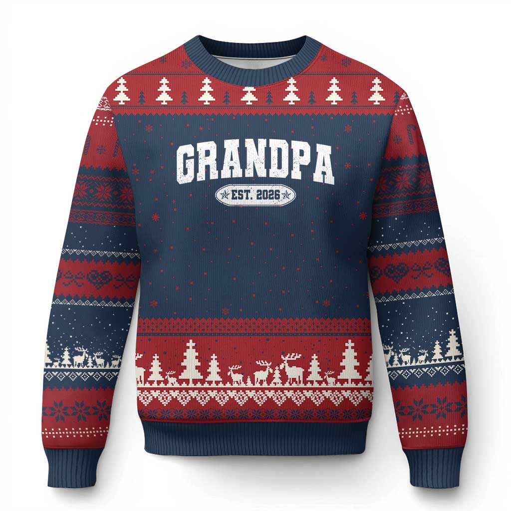 Grandpa Est 2026 Ugly Christmas Sweater Promoted To Grandpa Paternity Fathers Day - Wonder Print Shop