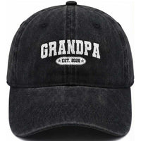Grandpa Est 2026 Washed Cotton Baseball Cap Promoted To Grandpa Paternity Fathers Day