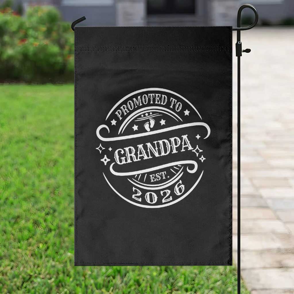 Promoted To Grandpa Est. 2026 Garden Flag Grandparents Baby Announcement Fathers Day - Wonder Print Shop