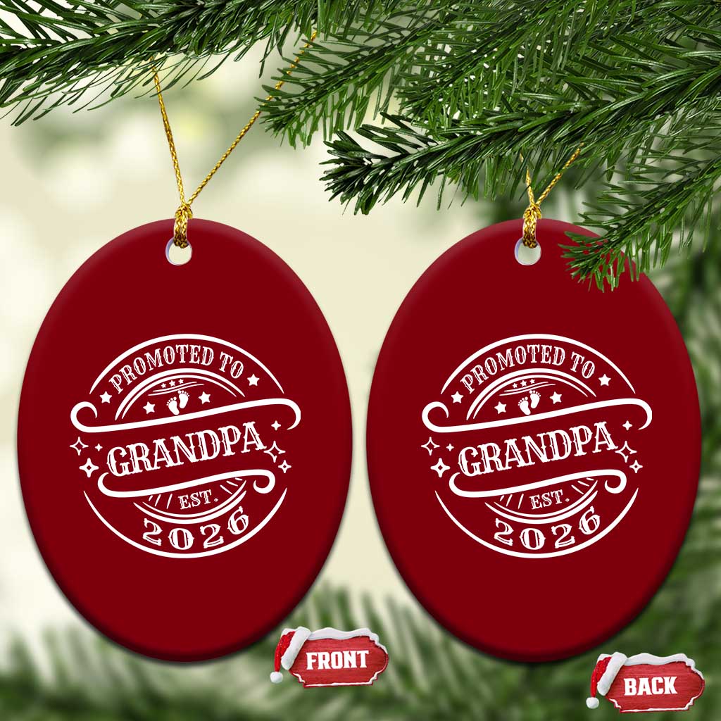Promoted To Grandpa Est. 2026 Ceramic Ornament Grandparents Baby Announcement Fathers Day - Wonder Print Shop