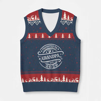 Promoted To Grandpa Est. 2026 V-Neck Knit Sweater Vest Grandparents Baby Announcement Fathers Day - Wonder Print Shop