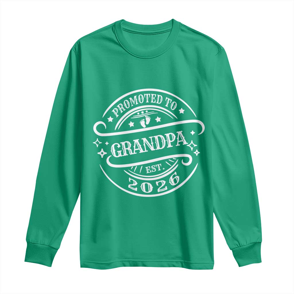 Promoted To Grandpa Est. 2026 Long Sleeve Shirt Grandparents Baby Announcement Fathers Day - Wonder Print Shop