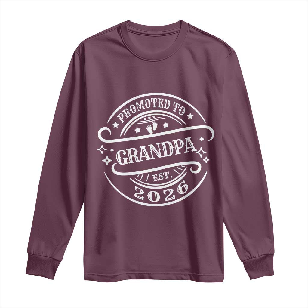 Promoted To Grandpa Est. 2026 Long Sleeve Shirt Grandparents Baby Announcement Fathers Day - Wonder Print Shop