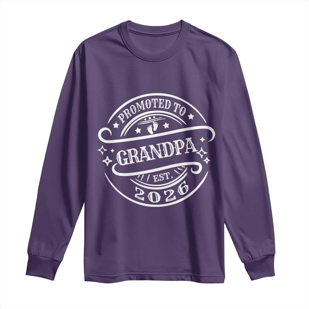 Promoted To Grandpa Est. 2026 Long Sleeve Shirt Grandparents Baby Announcement Fathers Day - Wonder Print Shop