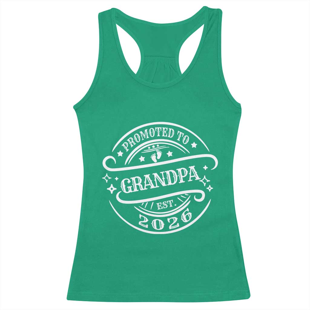 Promoted To Grandpa Est. 2026 Racerback Tank Top Grandparents Baby Announcement Fathers Day - Wonder Print Shop