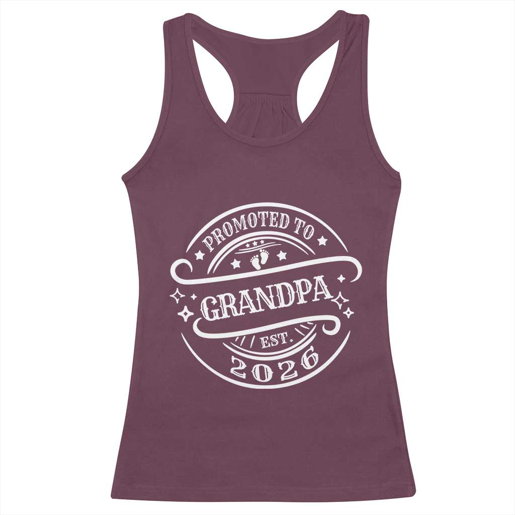 Promoted To Grandpa Est. 2026 Racerback Tank Top Grandparents Baby Announcement Fathers Day - Wonder Print Shop