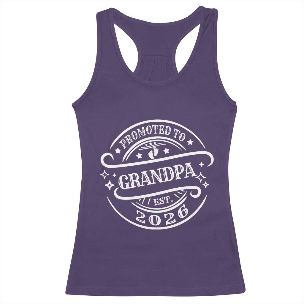 Promoted To Grandpa Est. 2026 Racerback Tank Top Grandparents Baby Announcement Fathers Day - Wonder Print Shop