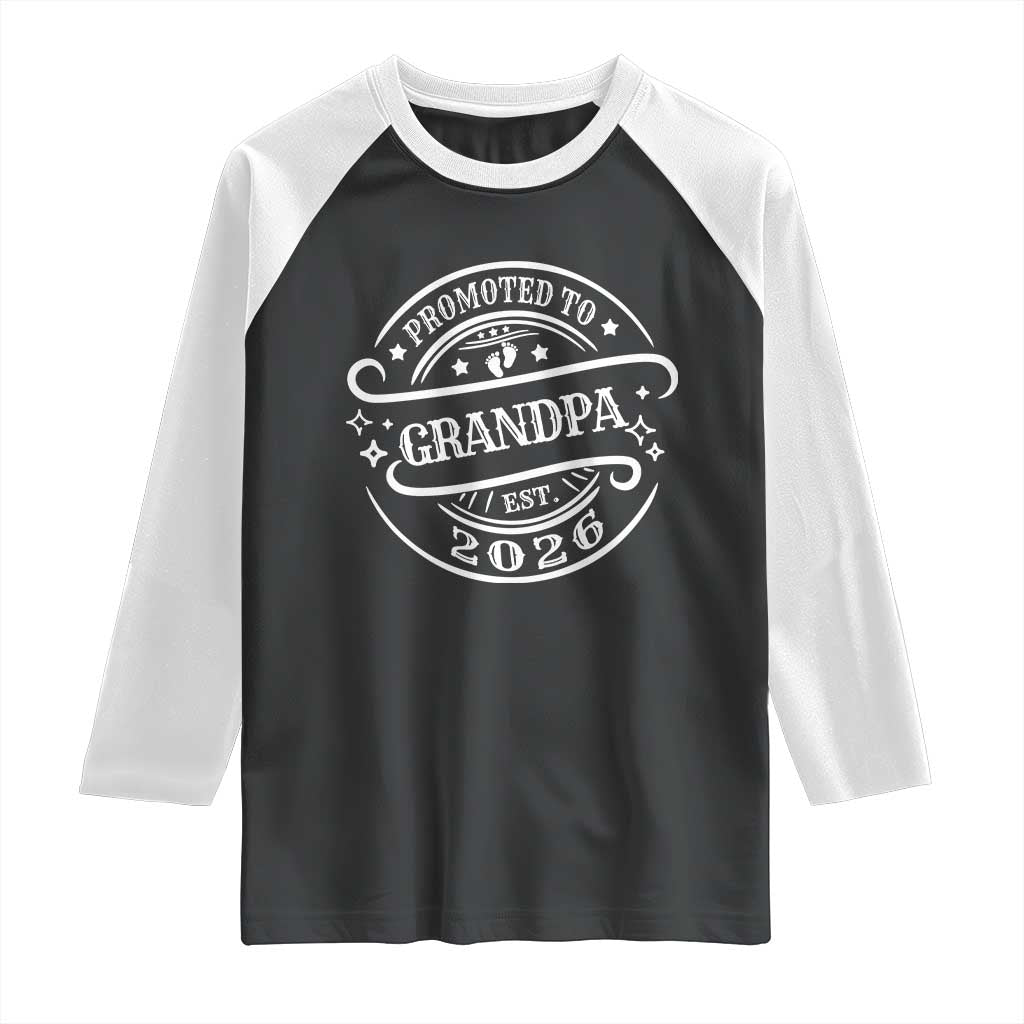 Promoted To Grandpa Est. 2026 Raglan Shirt Grandparents Baby Announcement Fathers Day - Wonder Print Shop