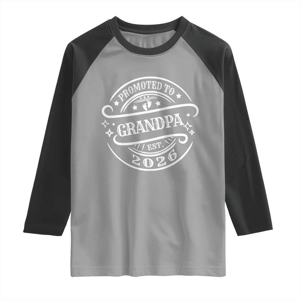 Promoted To Grandpa Est. 2026 Raglan Shirt Grandparents Baby Announcement Fathers Day - Wonder Print Shop