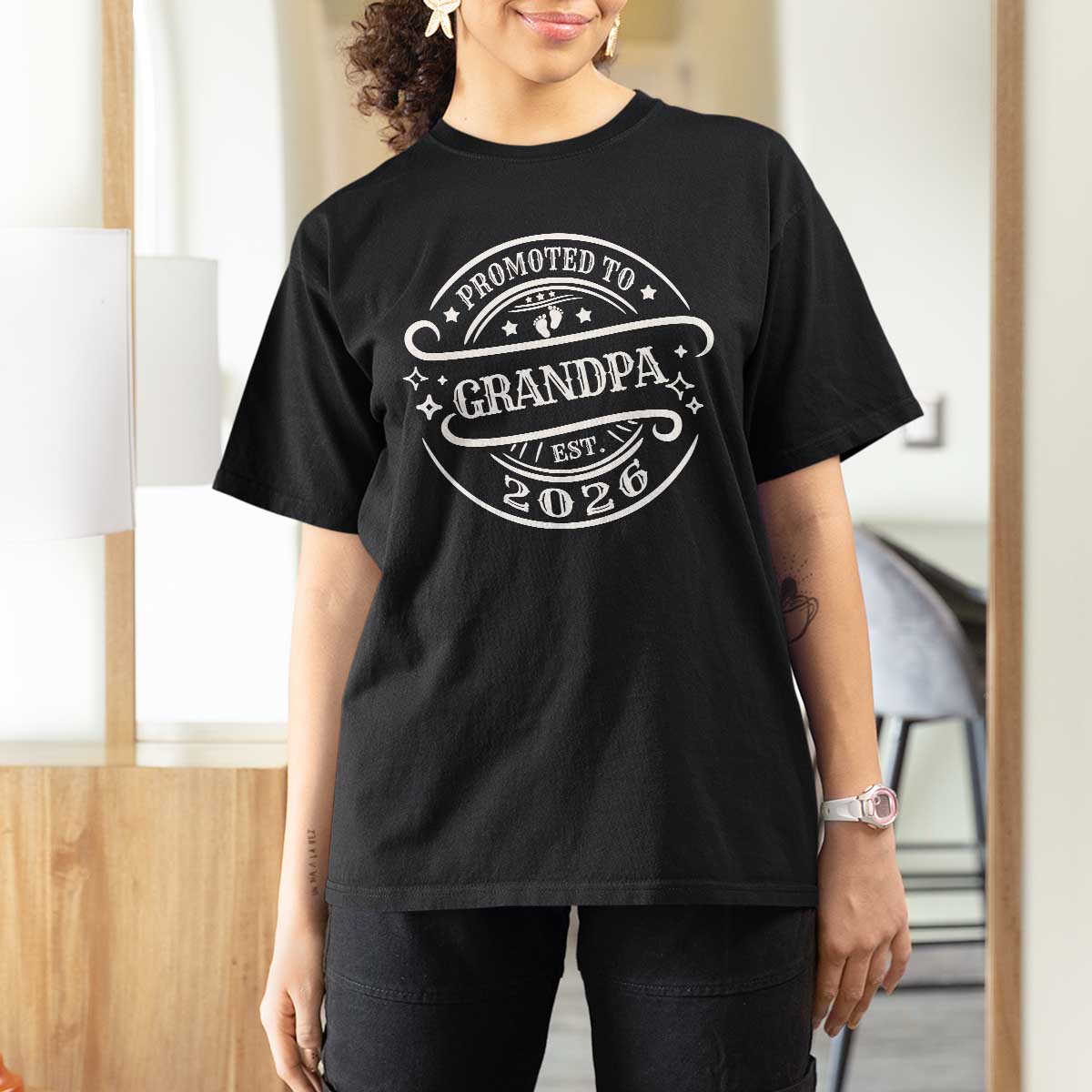 Promoted To Grandpa Est. 2026 T Shirt For Women Grandparents Baby Announcement Fathers Day - Wonder Print Shop