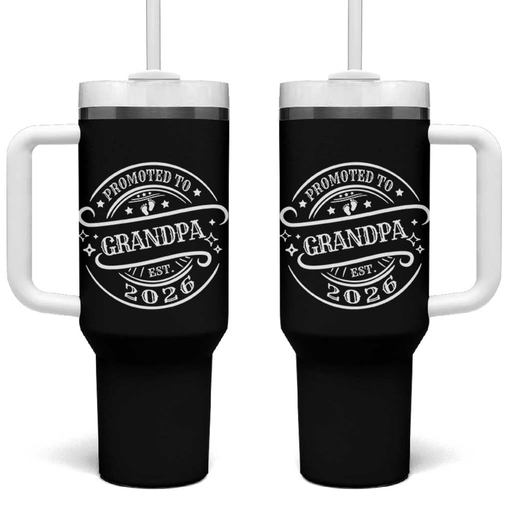 Promoted To Grandpa Est. 2026 Tumbler With Handle Grandparents Baby Announcement Fathers Day - Wonder Print Shop