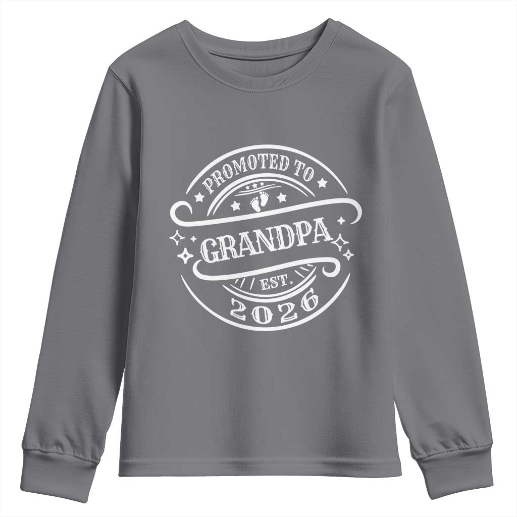 Promoted To Grandpa Est. 2026 Youth Sweatshirt Grandparents Baby Announcement Fathers Day - Wonder Print Shop