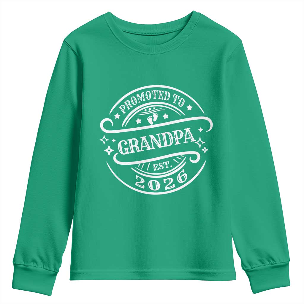 Promoted To Grandpa Est. 2026 Youth Sweatshirt Grandparents Baby Announcement Fathers Day - Wonder Print Shop