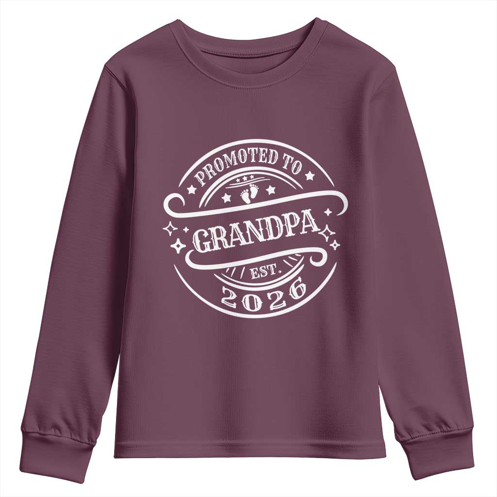 Promoted To Grandpa Est. 2026 Youth Sweatshirt Grandparents Baby Announcement Fathers Day - Wonder Print Shop