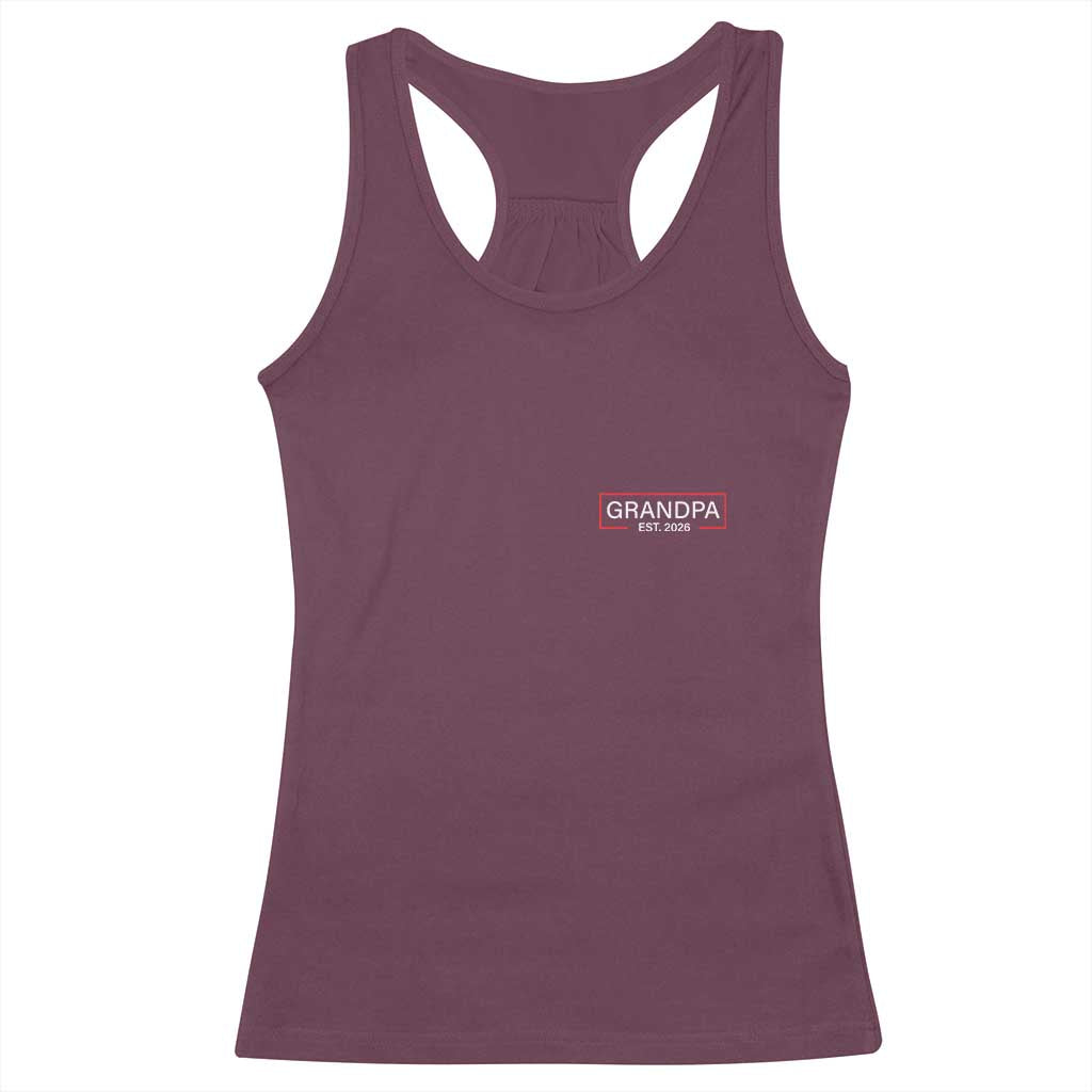 Grandpa Est 2026 Racerback Tank Top Logo Promoted To Grandpa Paternity Fathers Day - Wonder Print Shop