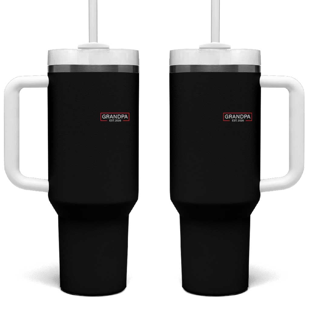 Grandpa Est 2026 Tumbler With Handle Logo Promoted To Grandpa Paternity Fathers Day - Wonder Print Shop