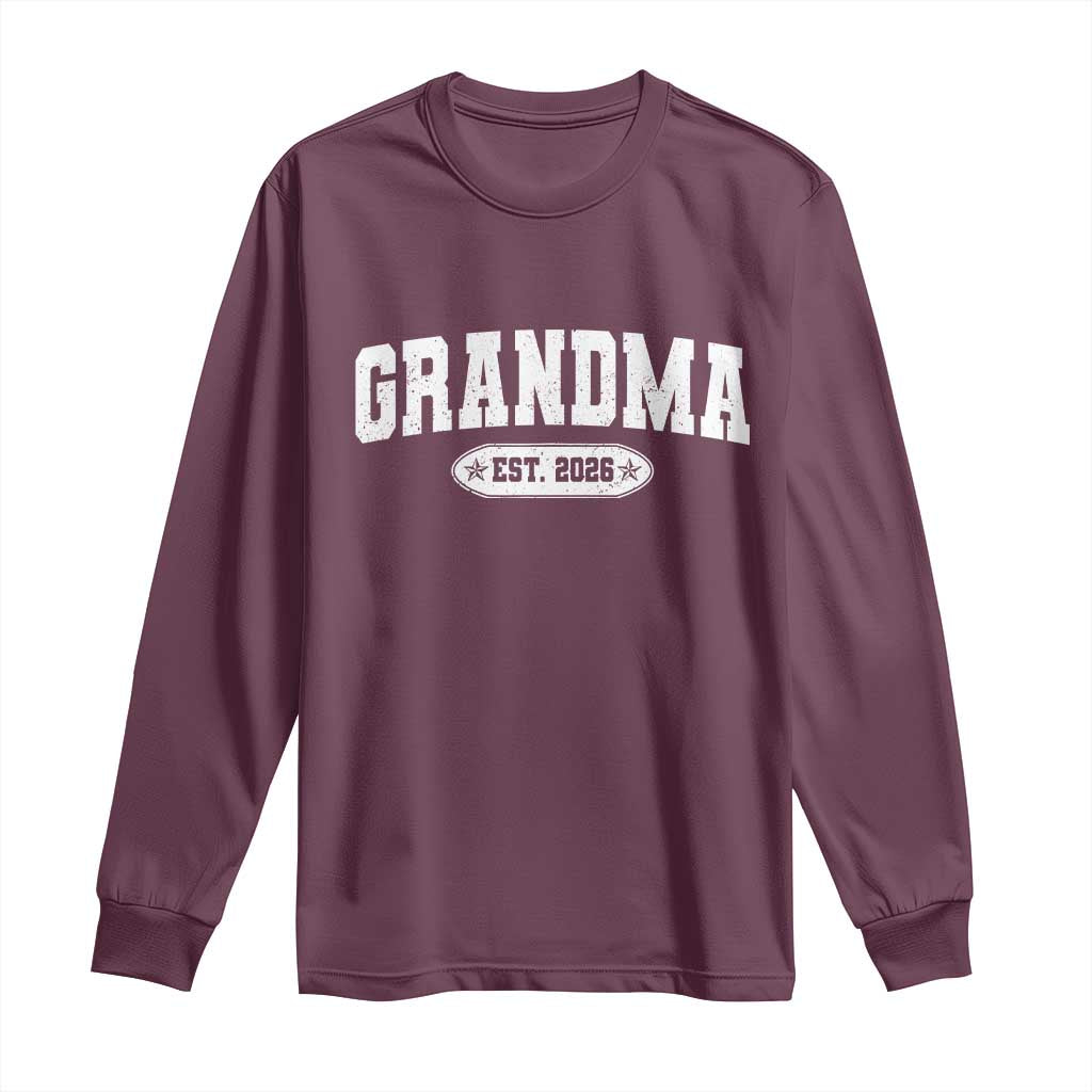 Grandma Est 2026 Long Sleeve Shirt Promoted To Grandparents Mothers Day