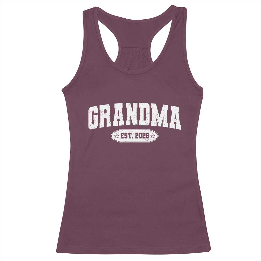 Grandma Est 2026 Racerback Tank Top Promoted To Grandparents Mothers Day