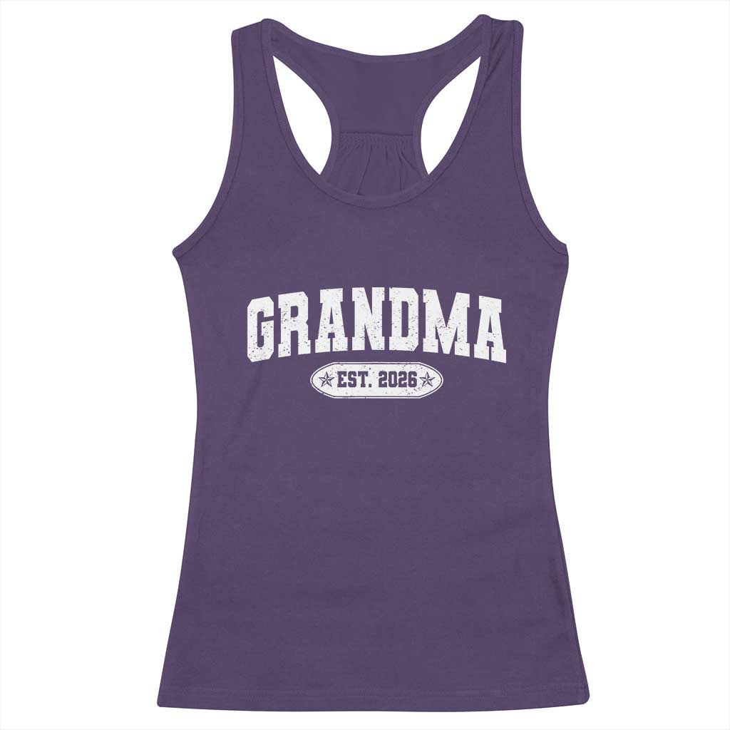 Grandma Est 2026 Racerback Tank Top Promoted To Grandparents Mothers Day