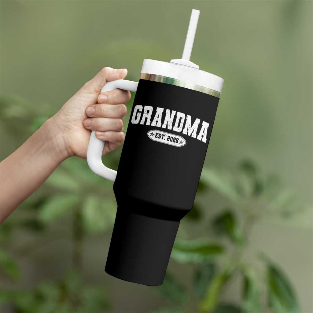 Grandma Est 2026 Tumbler With Handle Promoted To Grandparents Mothers Day