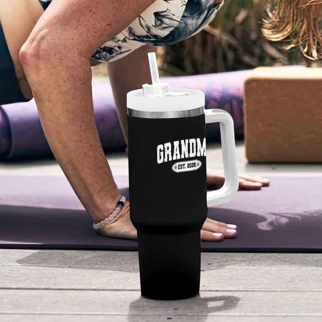 Grandma Est 2026 Tumbler With Handle Promoted To Grandparents Mothers Day