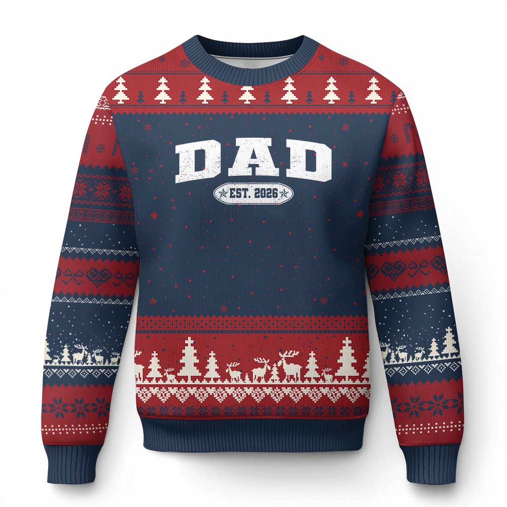New Dad 2026 Ugly Christmas Sweater Promoted To Daddy Est 2026 - Wonder Print Shop