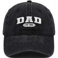 New Dad 2026 Washed Cotton Baseball Cap Promoted To Daddy Est 2026