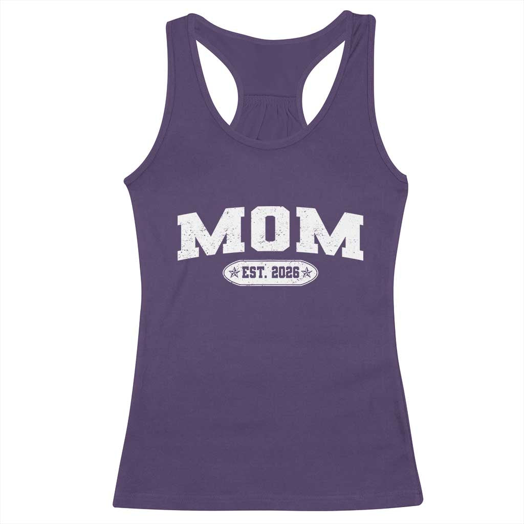 Mom Est 2026 Racerback Tank Top Promoted To Mama Baby Announcement Mothers Day
