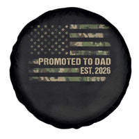 Promoted To Dad Est 2026 Spare Tire Cover Retro Camo American Flag