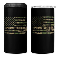 Promoted To Dad Est 2026 4 in 1 Can Cooler Tumbler Retro Camo American Flag